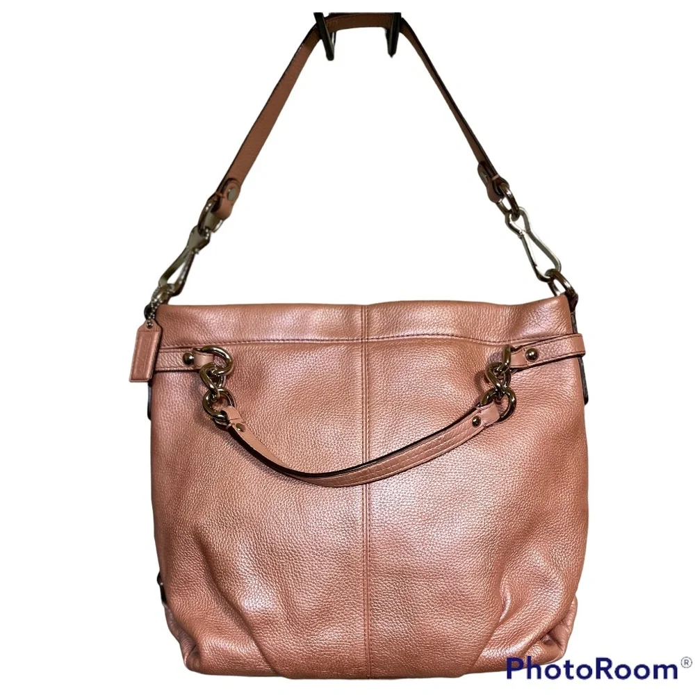 Coach Brooke Hobo Coral Pink Pebbled Leather